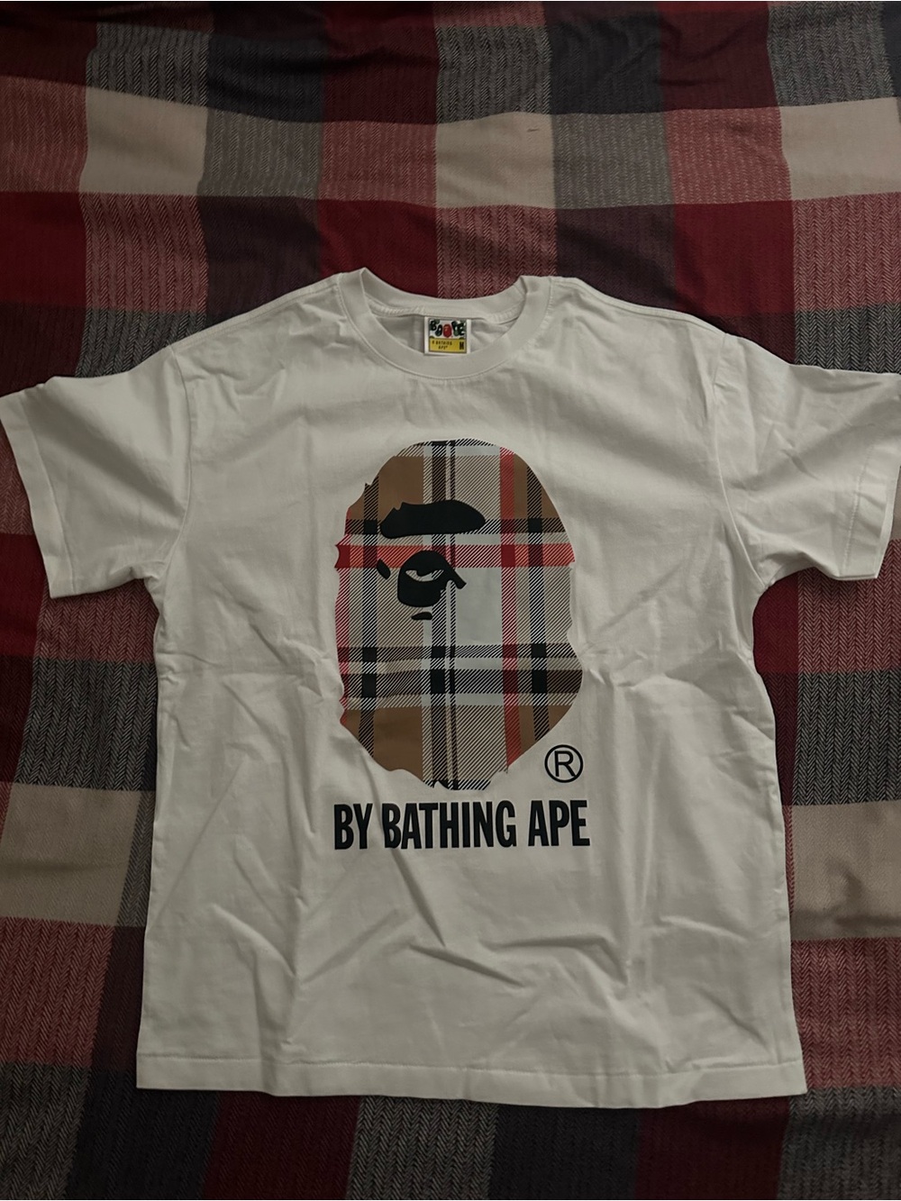 White Bape Burberry t shirt